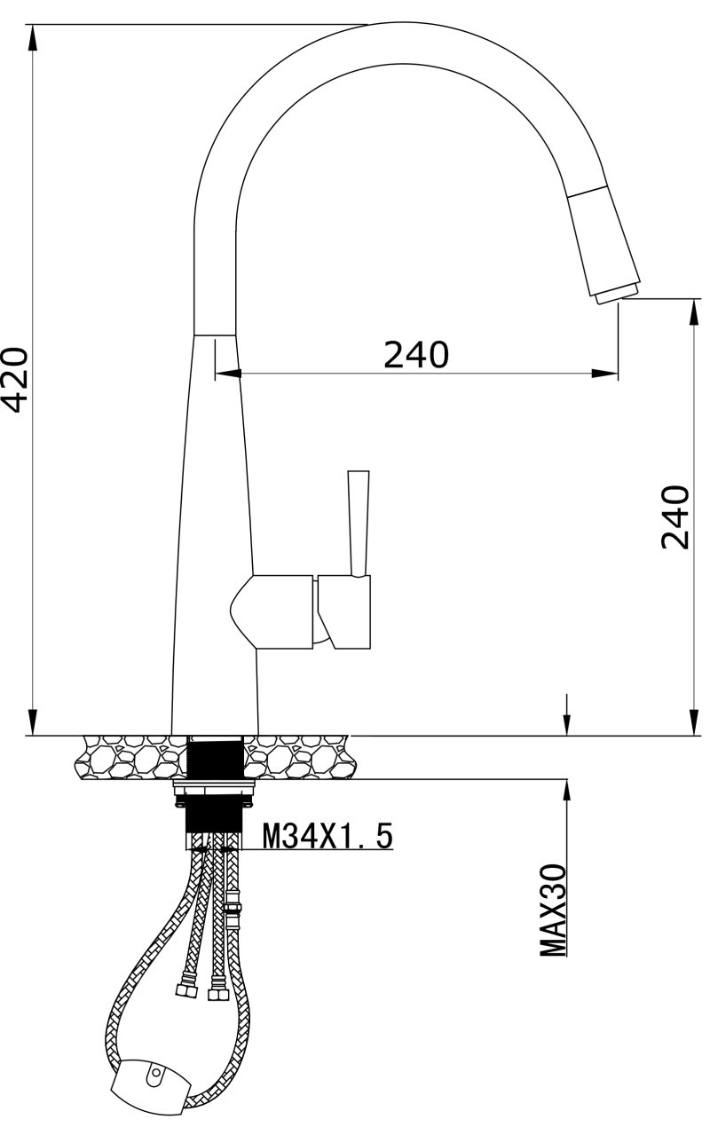 Kasper Pull-Out Kitchen Mixer - Image 2