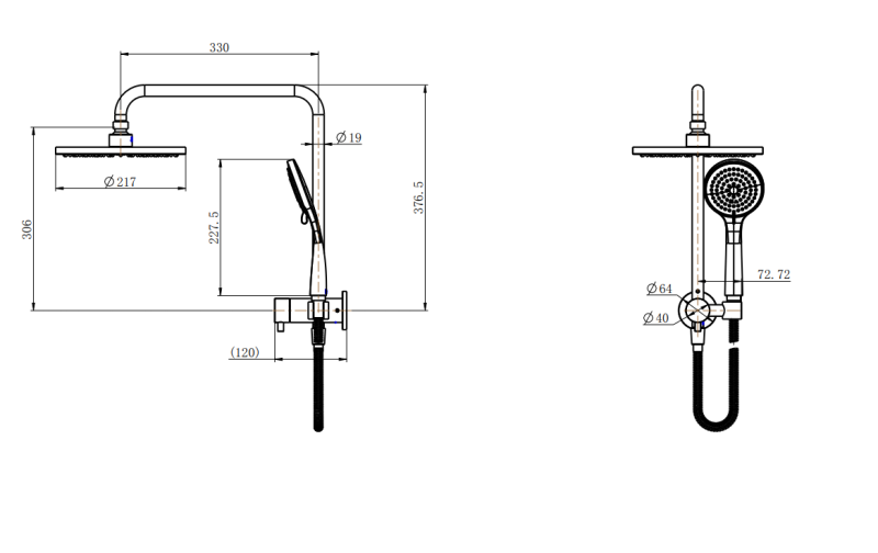 Half Shower Column Set Round - Image 2