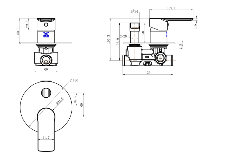Kiama Shower Diverter Mixer - Image 3