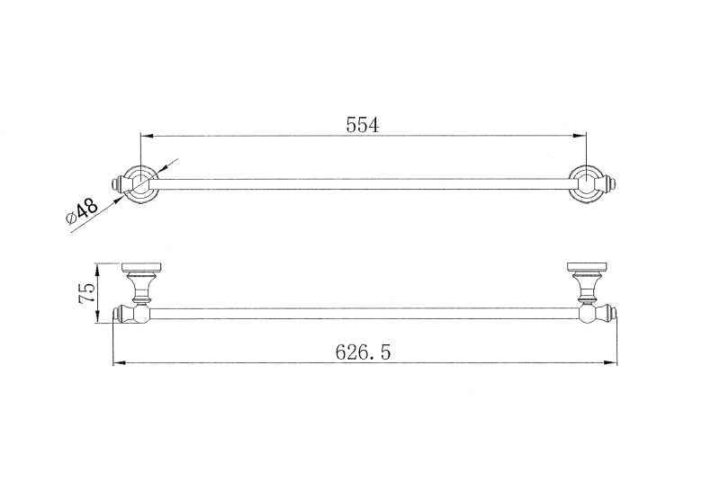Medoc Single Towel Rail 600mm - Image 2