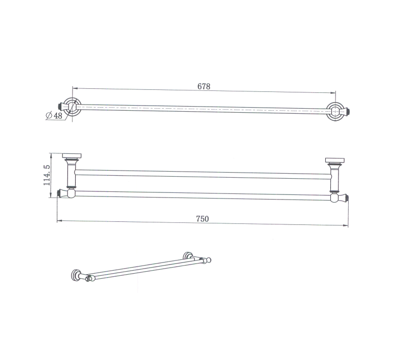 Medoc Double Towel Rail 750mm - Image 2