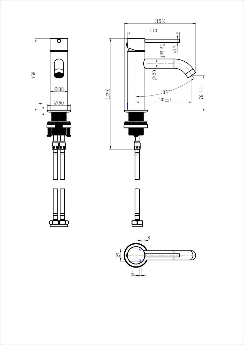 Star Mini Basin Mixer Curved Spout - Image 2