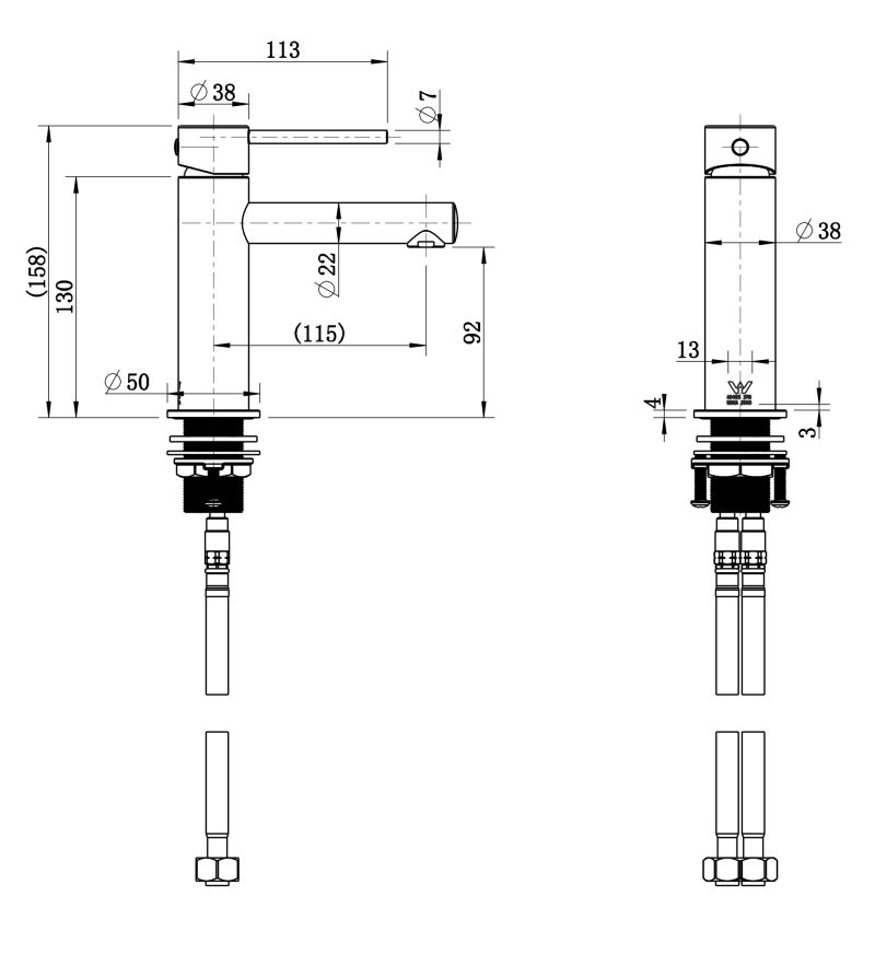 Star Mini Basin Mixer With Knurled Handle - Image 2