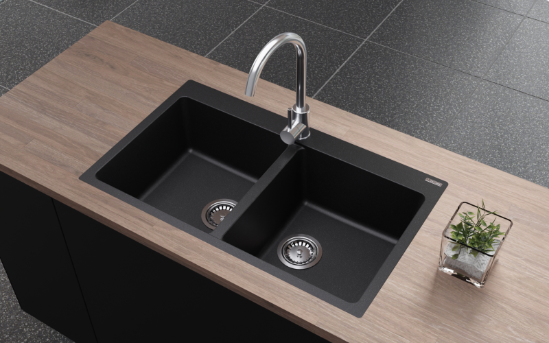 Cremona Double Bowl Granite Sink - 26.5L+26.5L - Image 2