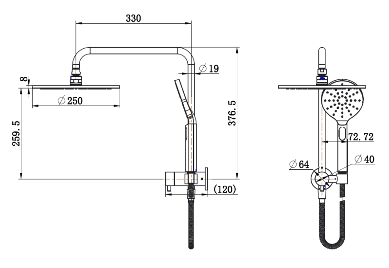 Star Compact Half Shower Column Set - Image 4